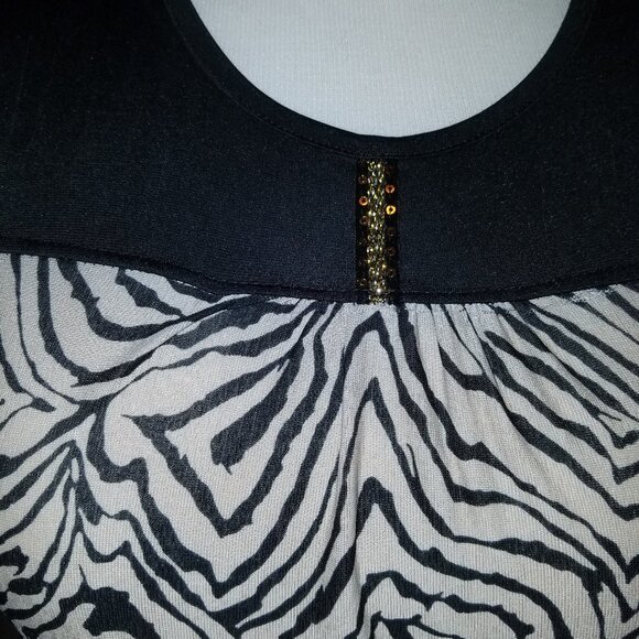 Black tan zebra print dress with a little bling L - Picture 2 of 4
